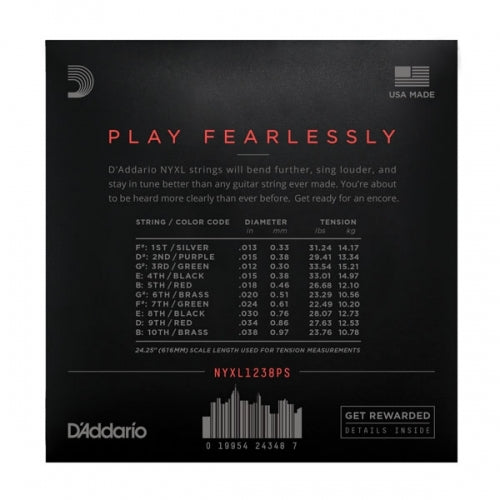 D'Addario NYXL1238PS Pedal Steel Strings E9th (12-38)