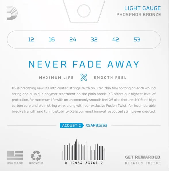 D’Addario XS (12-53) coated acoustic Guitar strings