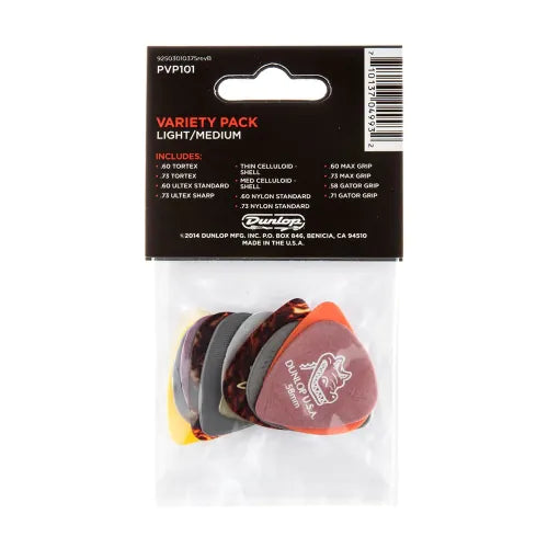 Dunlop PVP-101 Plectrum Variety Light/Medium 12-Pack