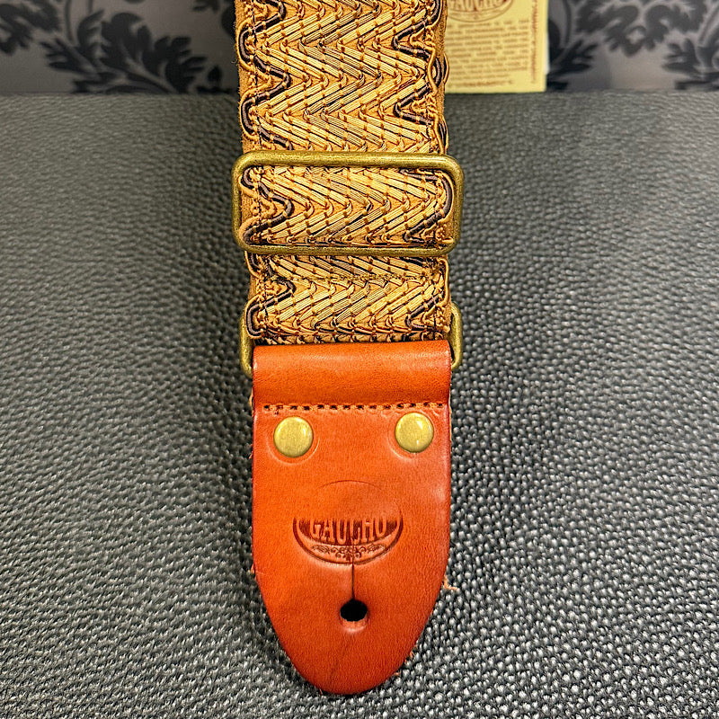 Gaucho GST-1030 Grass Series guitar strap, woven linen top, leather slips