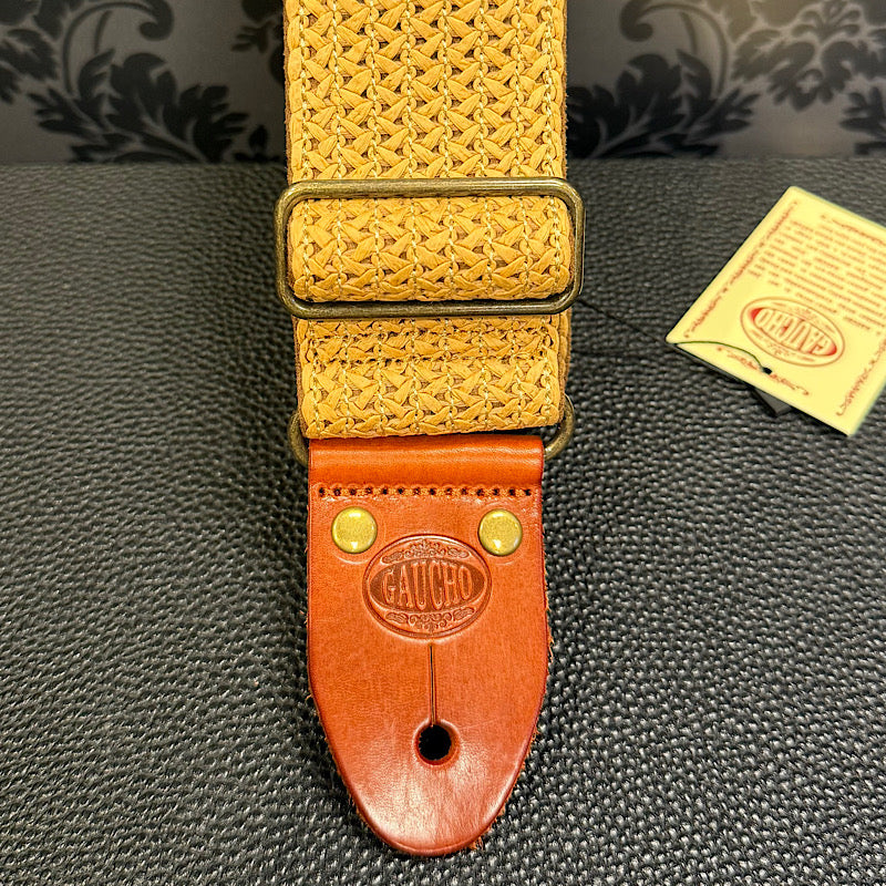 Gaucho GST-1050 Grass Series guitar strap, woven linen top, leather slips