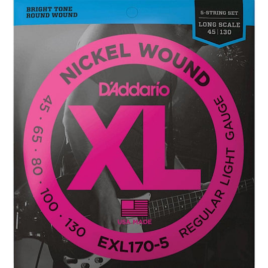 D'Addario EXl170 5-snarige (45-130) basgitaarsnaren