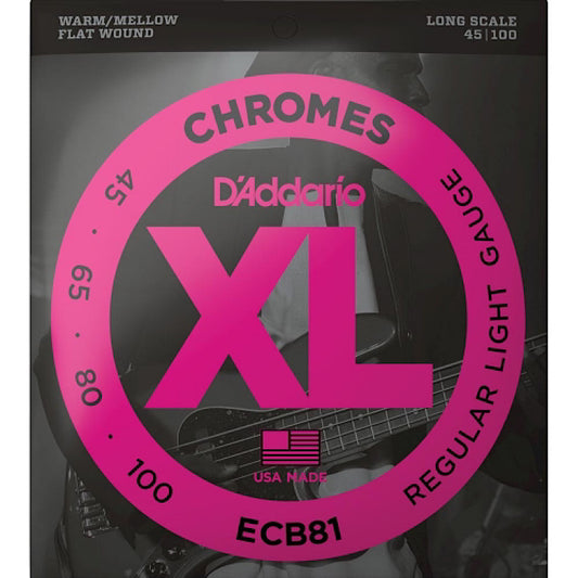 D'Addario ECB81 (45-100) Chromes Flatwound Long Scale basgitaarsnaren