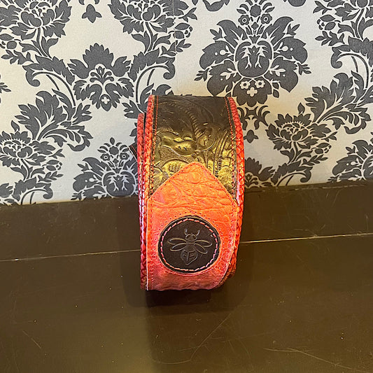 Ferrini Hand Made Black And Red Pattern Leather Strap