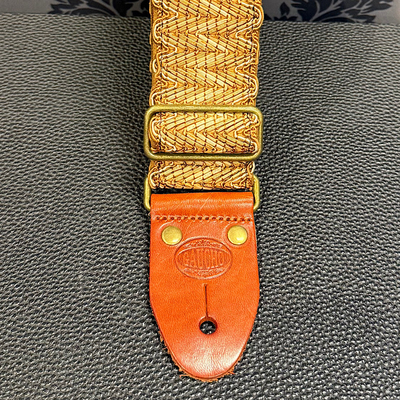 Gaucho GST-1040 Grass Series guitar strap, woven linen top, leather slips