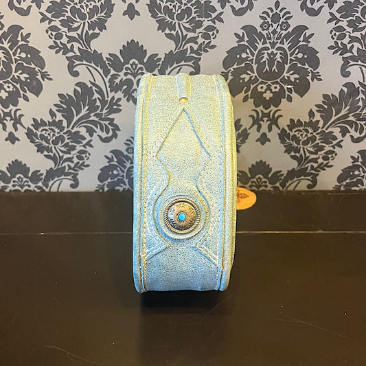 Ferrini Hand Made Blue Leather Strap With Button