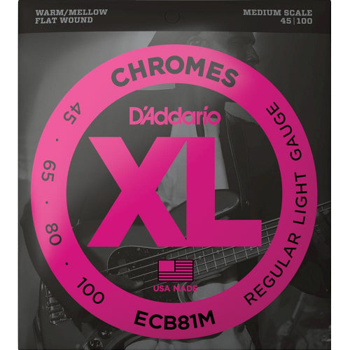 D’Addario ECB81M (45-100) Chromes Flatwound Medium Scale Bass guitarstrings