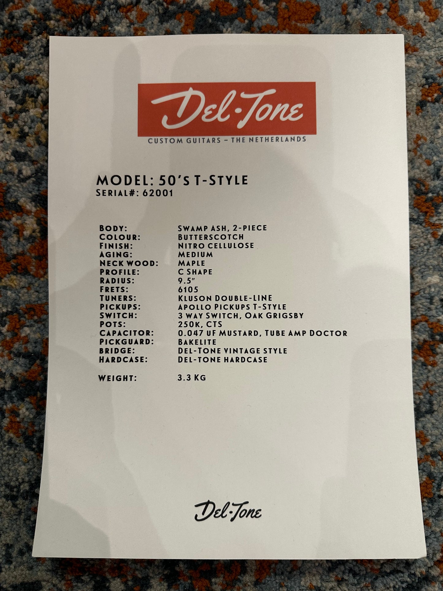 Del-Tone 60’s T-Style Butterscotch Medium Aged Incl. case