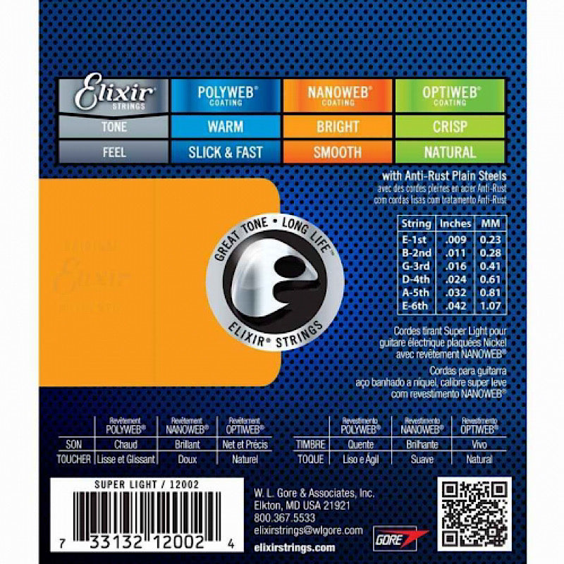 Elixir Nanoweb 12002 (9-42) Electric guitarstrings