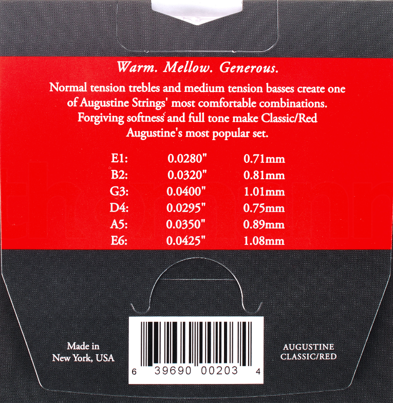 Augustine Classic Red medium tension string set