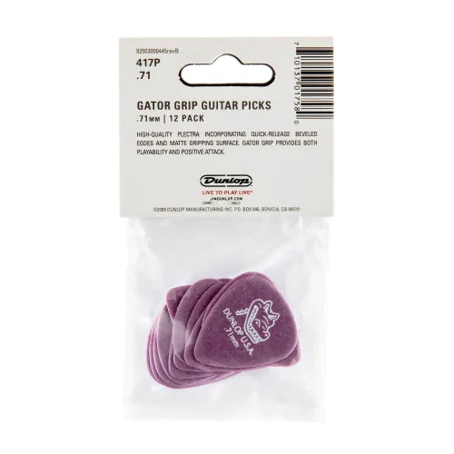 Dunlop 417P71 Gator Grip Plectrum 0.71mm 12-Pack