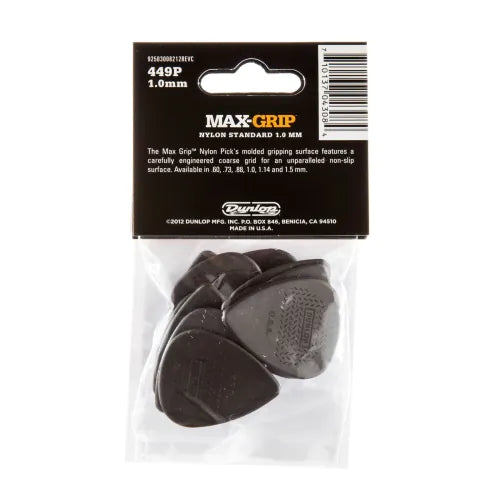 Dunlop 449P100 Max Grip Plectrum 1.0mm 12-Pack