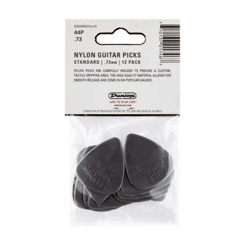 Dunlop 44P73 Nylon Standard Plectrum 0.73mm 12-Pack