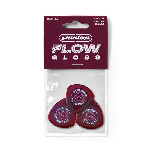 Dunlop 550P200 Flow Gloss 2.0mm Plectrum 3-Pack